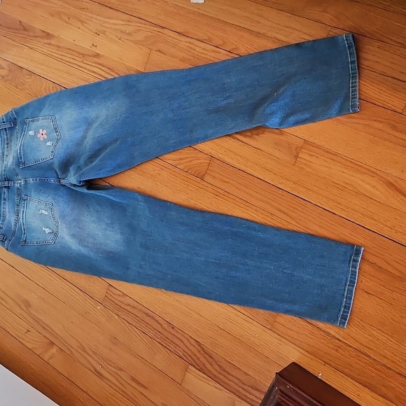 Blue Distressed Patchwork Jeans, Sz Med Stretch, Floral, Animal Print, NWOT! - Picture 10 of 14